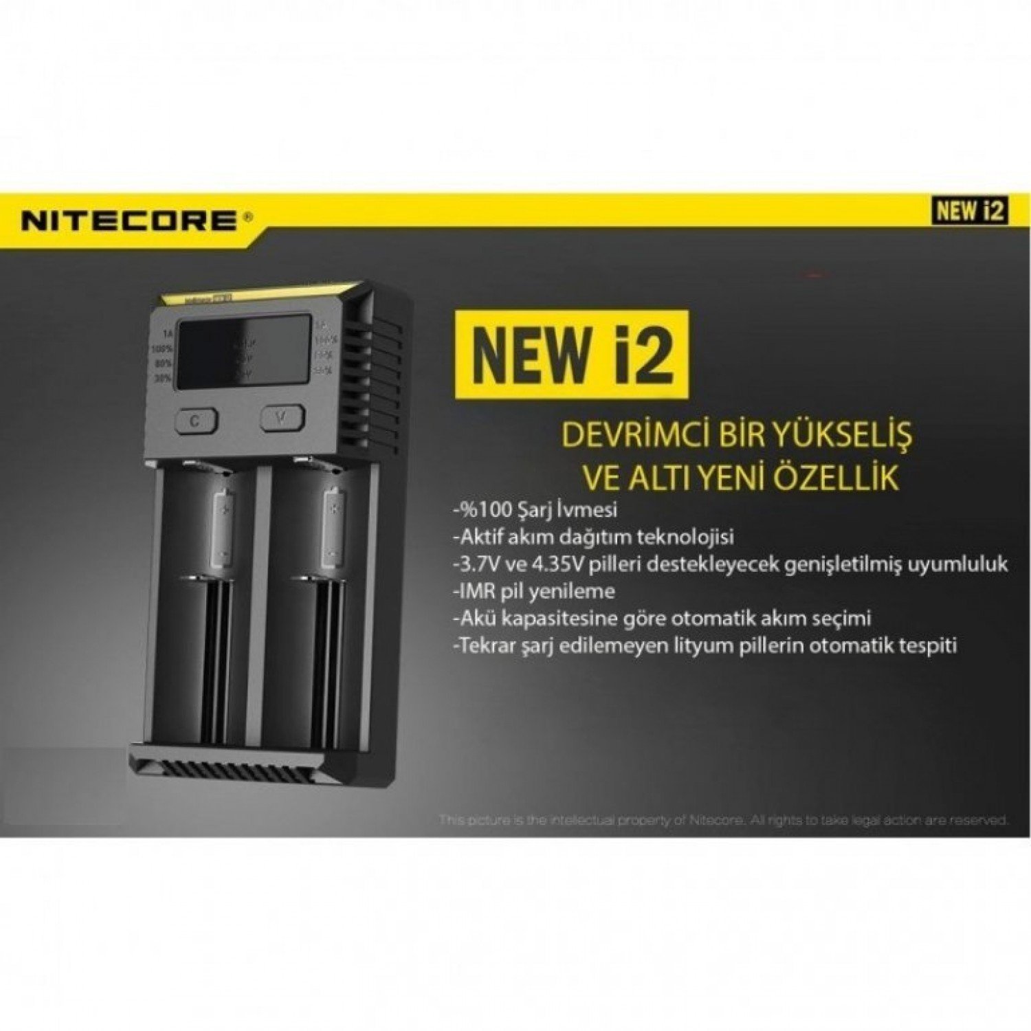 Nitecore New i2 intelli charger Li-ion 2li Pil Şarj Cihazı
