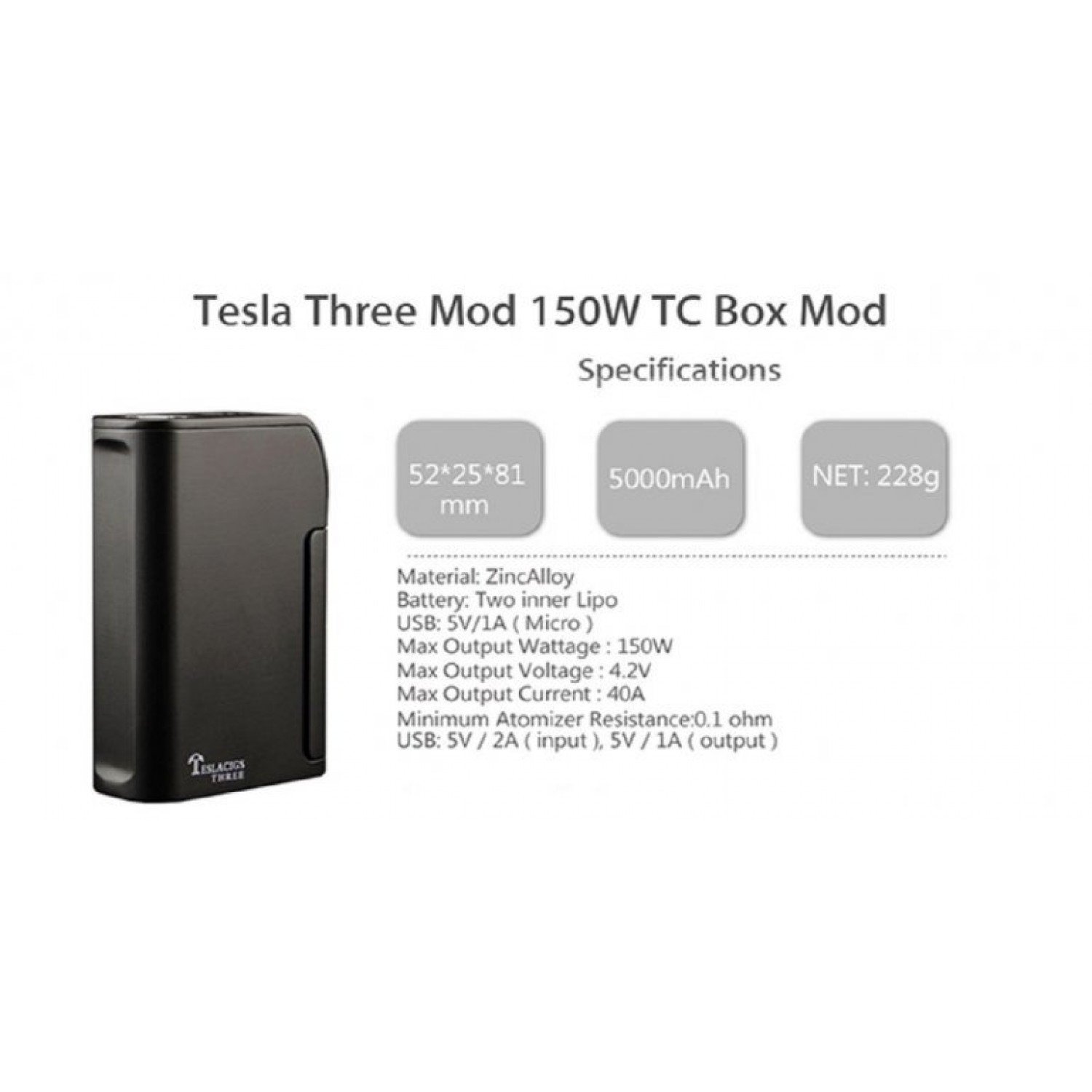 Tesla Three 150W Elektronik Sigara Mod